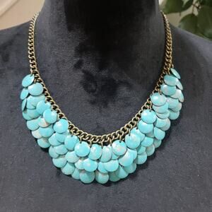 Vivi Love Women's Multilayer Blue Teardrop Beaded Statement Stylish Necklace